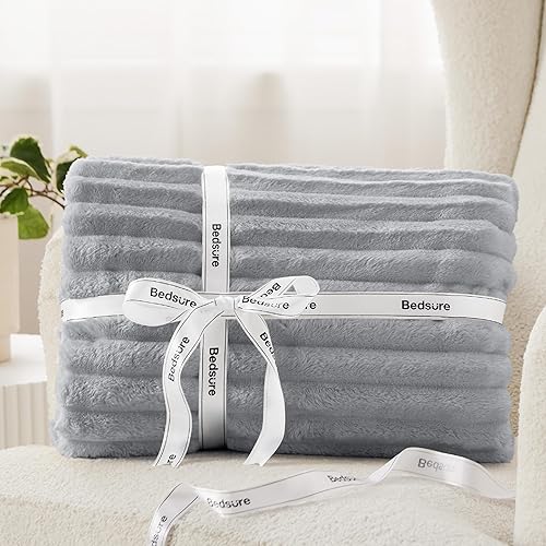 Miniatura 349 de Bedsure GentleSoft Twin Blanket for Couch - Cozy Soft Blankets for Women, Cute Small Fleece Throws for Girls, Light Grey, 60x80 Inches
