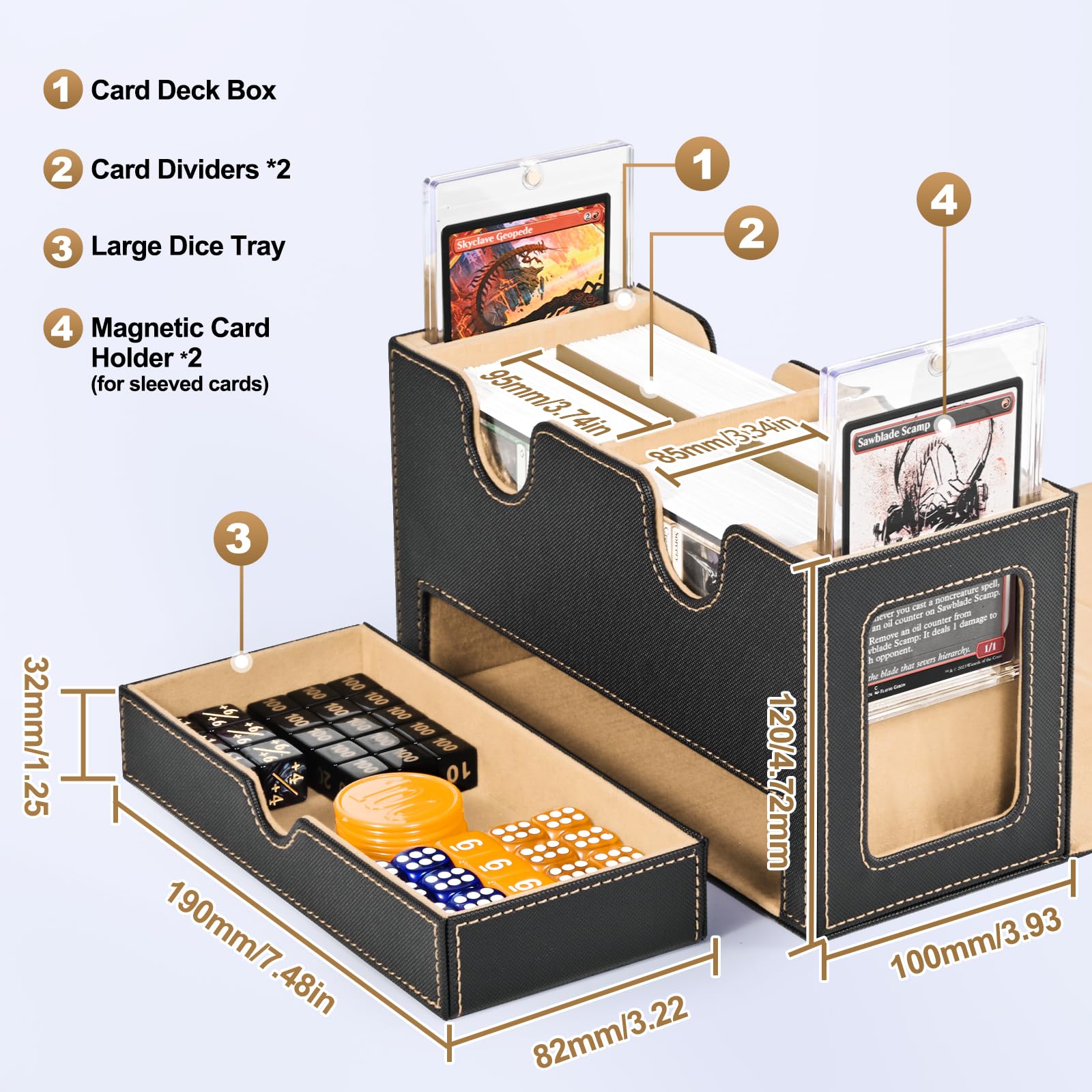 Amazon.com: UAONO MTG Deck Box with 2 Commander Display and Dice