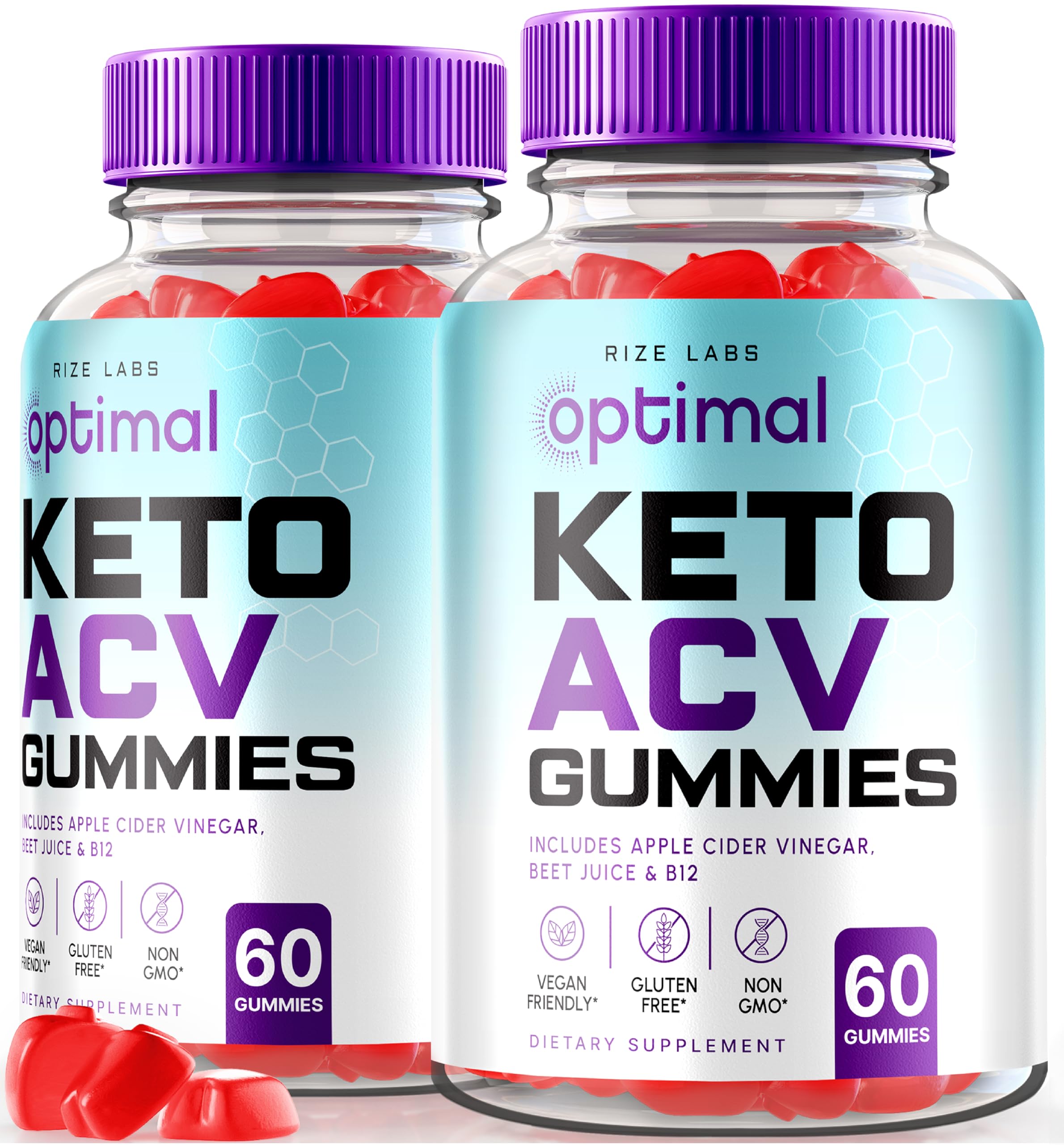 rize labs - Optimal Keto ACV Gummies with Apple Cider Vinegar, Advanced Weight Loss Formula, Gluten Free and Non-GMO Supplement, Helps in Reducing Belly Fat (120 Gummies)
