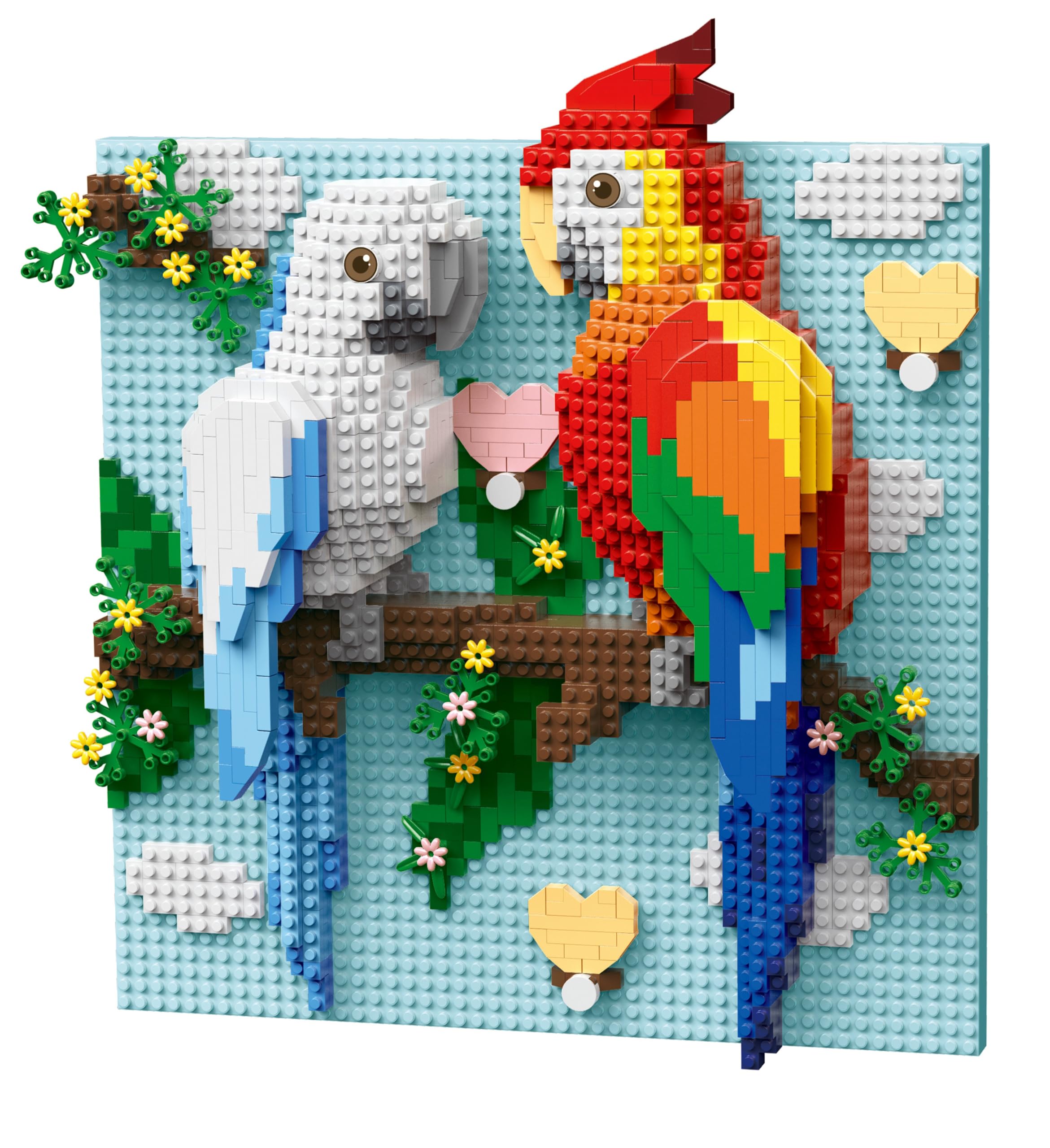 alltogetho Parrot Couple 3D Wall Art Building Kit - 1600+ Pcs Micro Mini Blocks Lovebirds Mosaic Painting, Unique Wedding, Romantic Home Room Desk Decor for Adults — image 1
