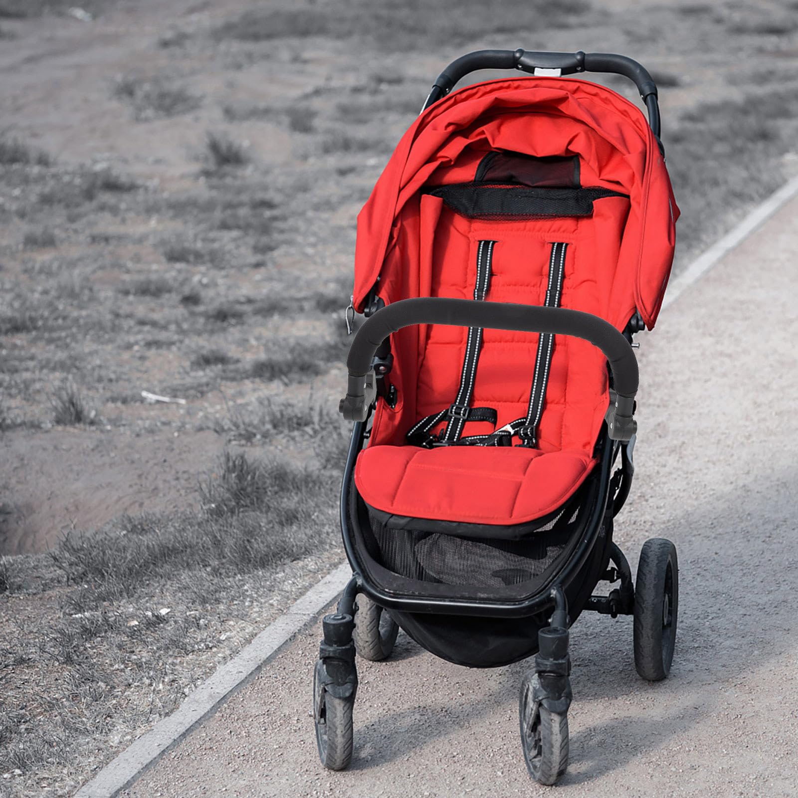 OUNONA Verlängerbarer Kinderwagengriff aus Kunststoff mit Schwammüberzug, kompatibel mit verschiedenen Kinderwagen, flexible Armlehne für sicheres Schieben und Zufälliger Stil