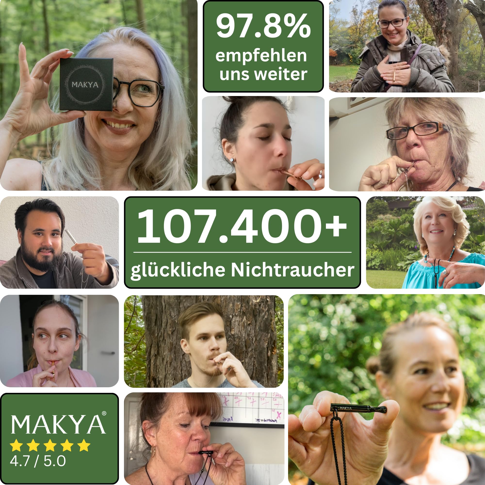 Makya Original V3 Schwarz Rauchentwöhnung Hilfsmittel I Nicht Kompatibel mit Makya Taste Geschmacksfilter I Atemstick & Atemkette zum Rauchen Aufhören I Nichtraucher mit Widerstand I Rauchstopp