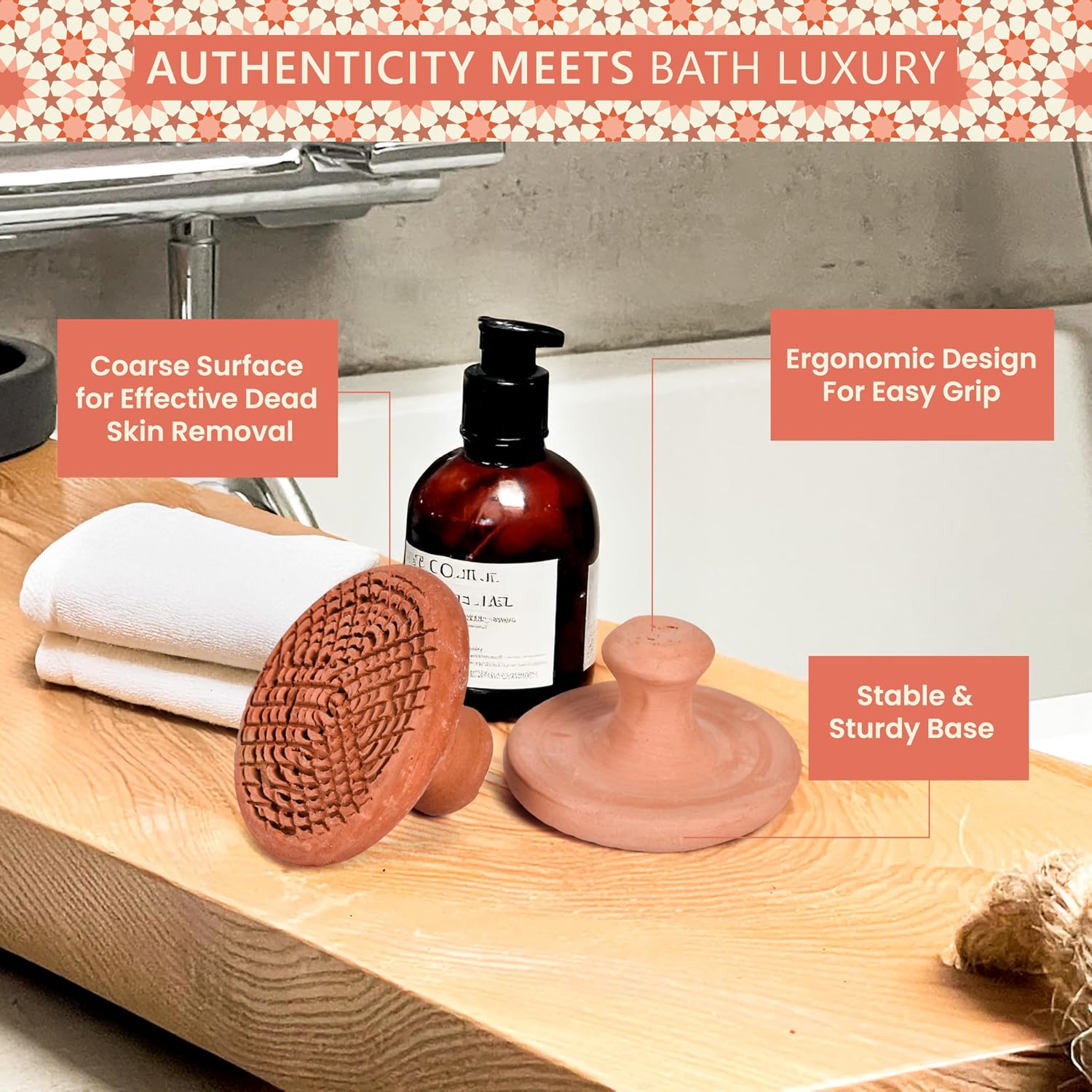 Natural Terracotta Pumice Stone for Feet – Handcrafted Foot Scrubber & Callus Remover with Gentle Exfoliation and Ergonomic Design for Smooth, Soft & Refreshed Feet – for a Spa-Like Pedicure