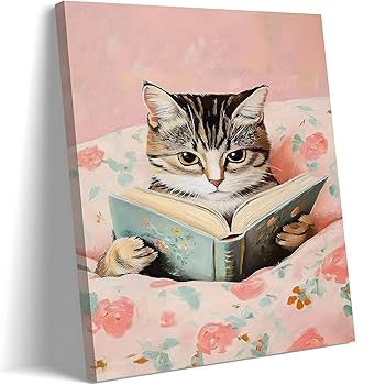 アート 額付き 猫 北欧 Kathy Campbell 額縁の中に座ってる猫ちゃんが