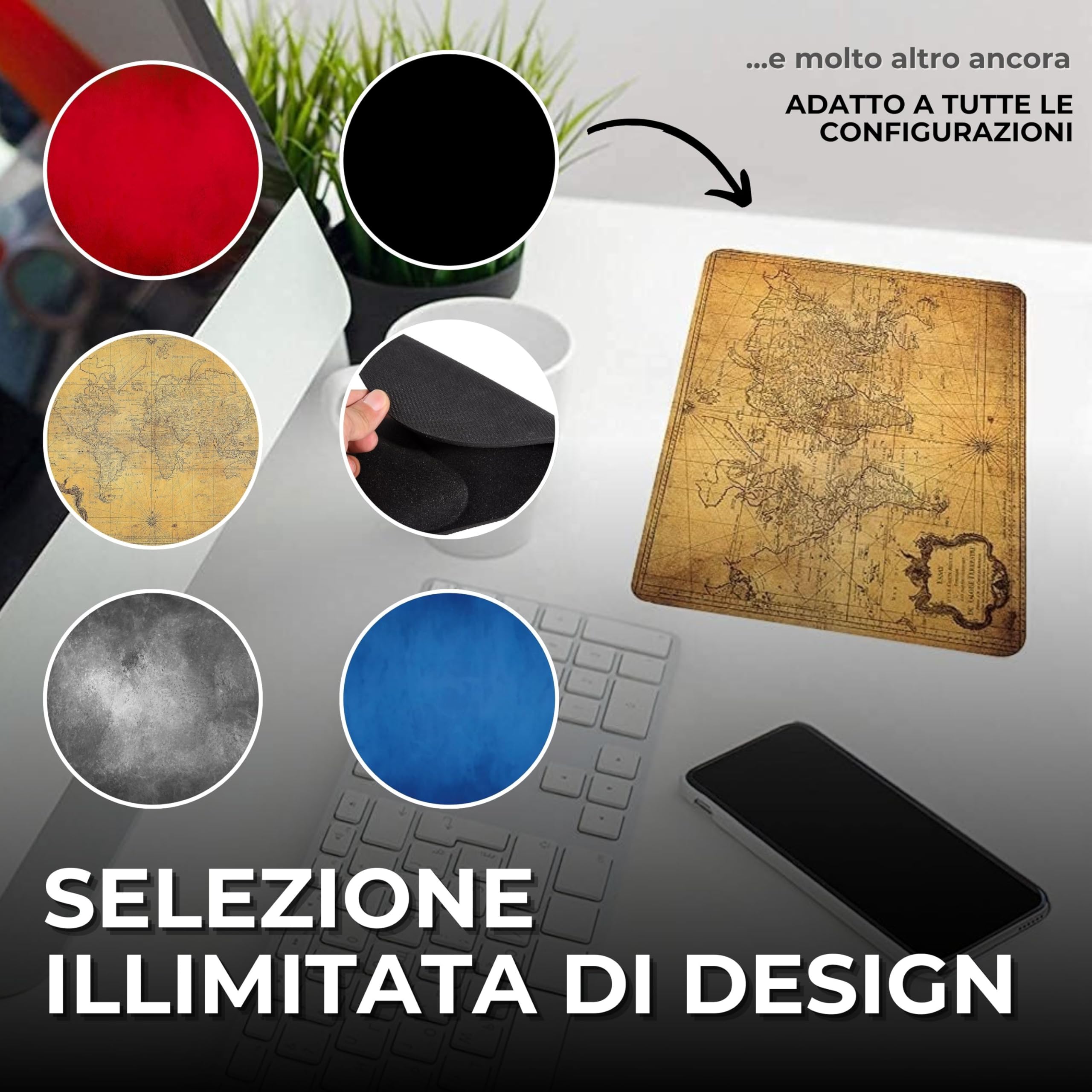 Silent Monsters Tappetino Mouse 36 x 25 cm nero, con Bordo Cucito, Durevoli, antiscivolo e silenzioso, gioco, ufficio, casa, lavabile, arrotolabile, Tappetini per il Gaming Mousepad