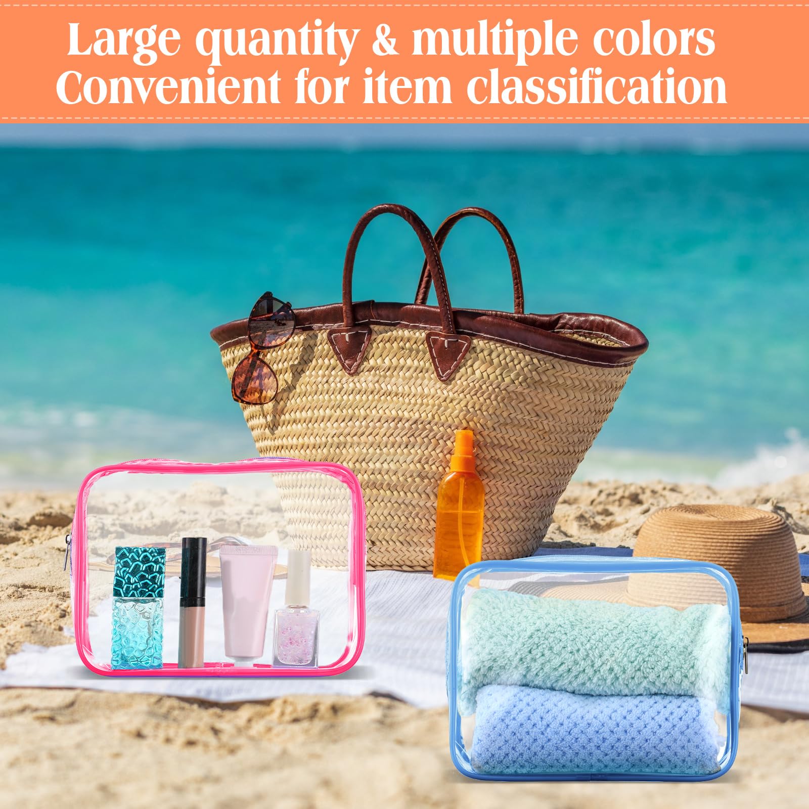 Kulturbeutel, transparent, TSA-geprüft, Kosmetiktasche, Make-up-Tasche, Reise-Tragetasche, Flughafen, Fluggesellschaften, für Damen, Herren, Sommer, Urlaub, Salon, Mutter, Geschenk, 60 Stück,