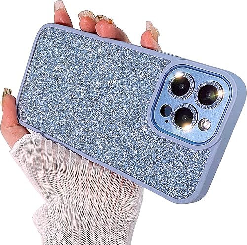 Miniatura 1 de NITITOP Funda compatible con iPhone 13 Pro Max con brillantina, lente de diamante de lujo para niñas y mujeres, patrón de hardware, silicona, PC con