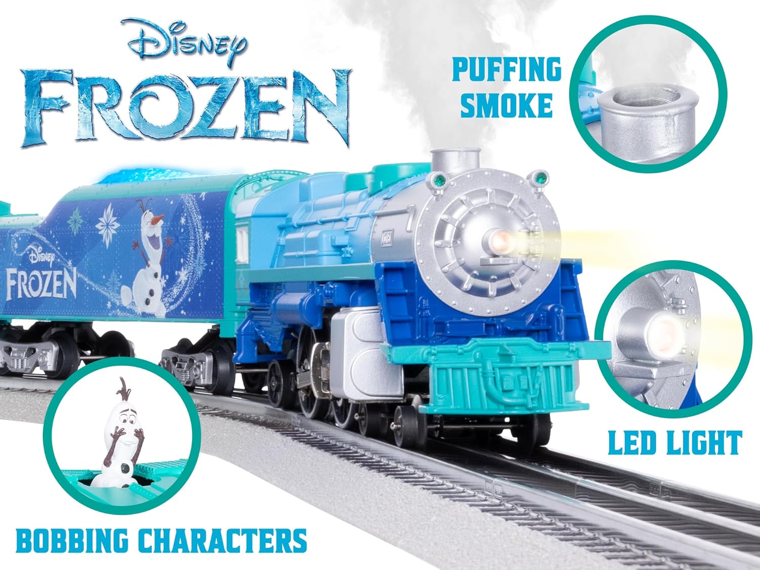 Lionel Disney Frozen Olaf Winter Freight Electric O Gauge Bluetooth 5.0 Train Set with Remote