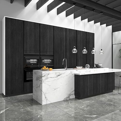 Miniatura 8 de WESTICK Papel de contacto negro y dorado con aspecto de madera, papel tapiz de 394 x 15.75 pulgadas, papel de contacto de madera vintage para