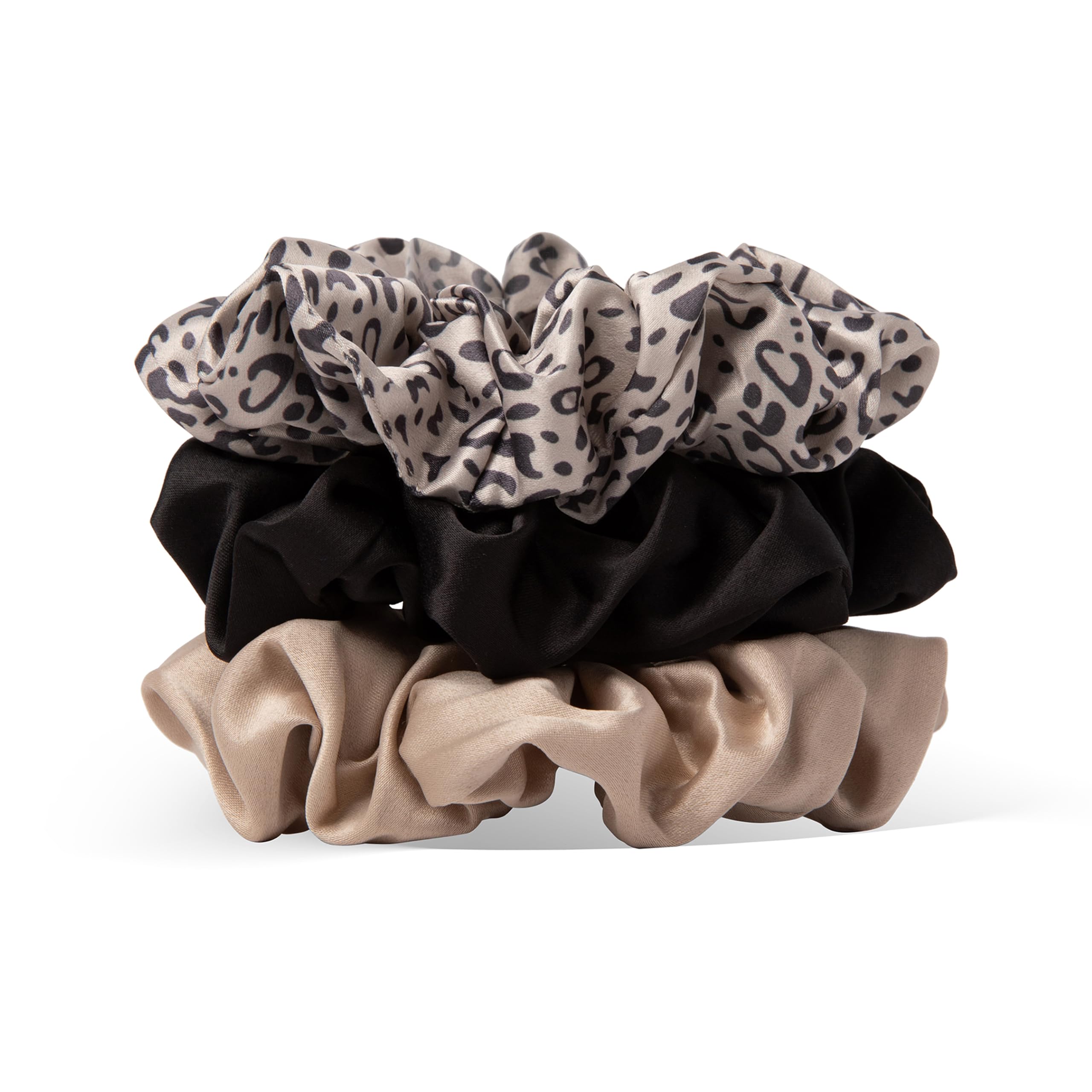 The Hair Edit Grand Ruched Ribbon Scrunchies, Set of 3 Large Satin Hair Scrunchies, Hair Accessories for Women & Girls, Hair Ties for All Hair Types, No Damage Creaseless Hair Scrunchies