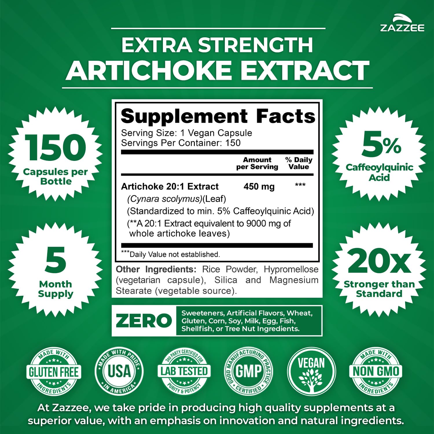 アリックス サプリ Amazon.com: Zazzee Extra Strength Artichoke 20:1 Extract, 5