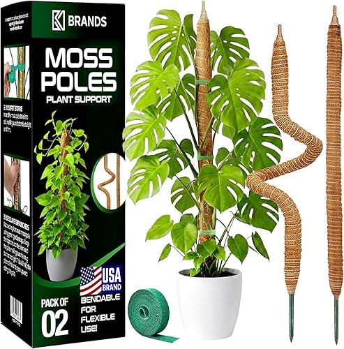 2 Pack 28'' Bendable Moss Pole Monstera Plant Support for