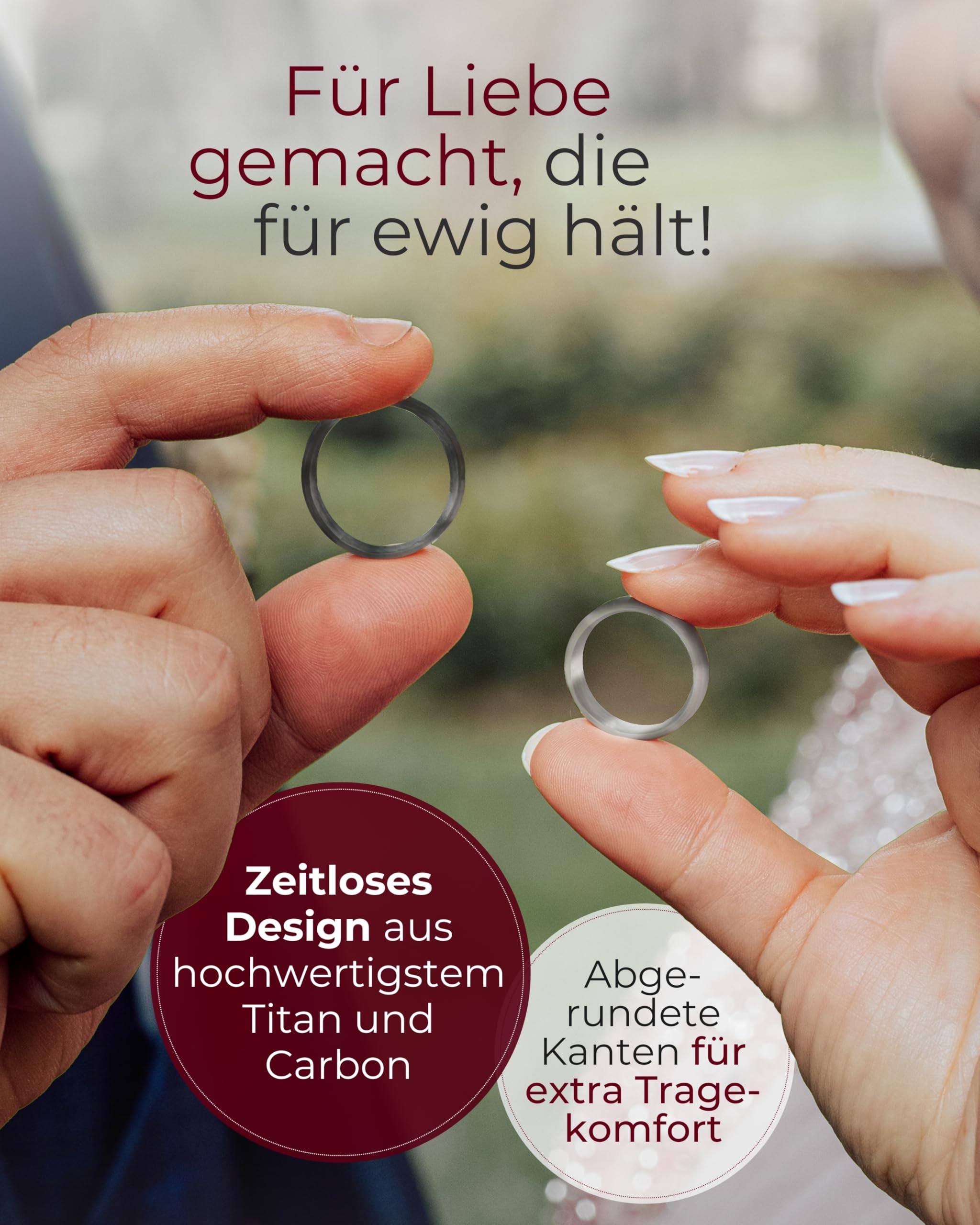 123traumringe Eheringe in Carbon & Titan I Partnerringe mit 7 Zirkonia & Etui I Gravierbare Eheringe mit Ringgröße 50-72 mm I Hochwertige Verlobungsringe in 6 mm Breite & 2 mm Stärke I S 58