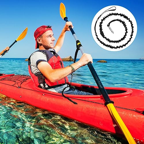 Miniatura 5 de Sumind 4 piezas de correa de kayak para remo de kayak, correa de caña de kayak, cordón elástico en espiral, accesorios de kayak para kayak y remos
