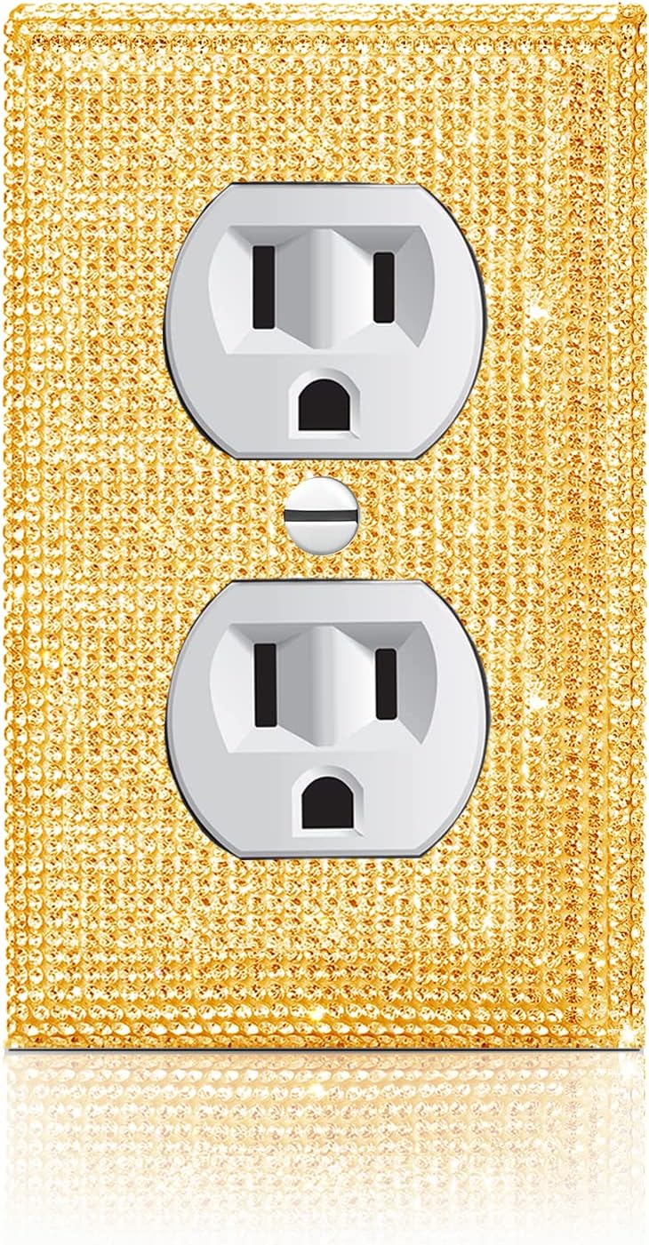 Gaocai Shiny Golden Light Switch Cover Gold Rhinestones Wall Plates