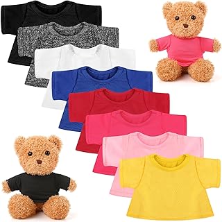 8 Pcs Sublimation Stffed Animal Tshirt for 8-12 Inch Plush Bear 8 Colors Stuffed Bear Clothes Perfect for DIY Stuffed Doll Outfit