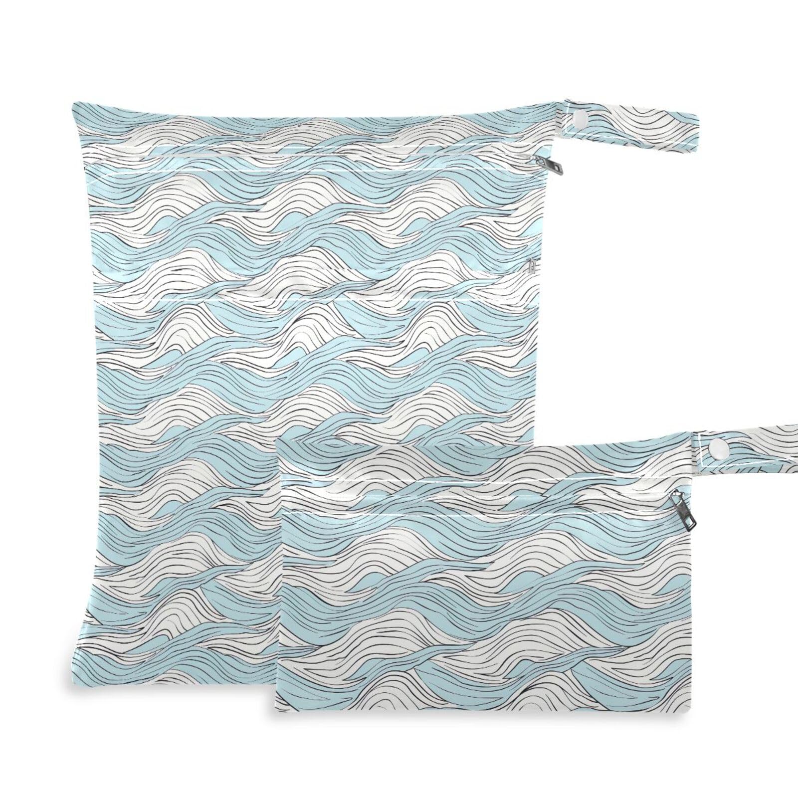 Coikll Wet Dry Bags for Cloth Diaper 2 Pack Waterproof Yoga Gym Bag for Swimsuit Wet Clothes Baby Items-?Blue Wave?