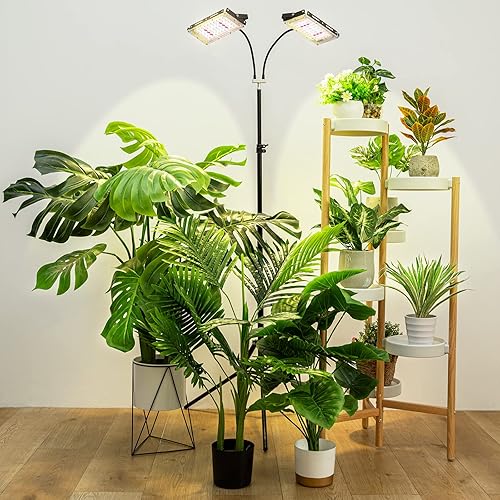 Miniatura 8 de LORDEM Luz de cultivo de plantas con soporte, lámpara de plantas de espectro completo de 150 W para plantas de interior, lámpara LED de pie con