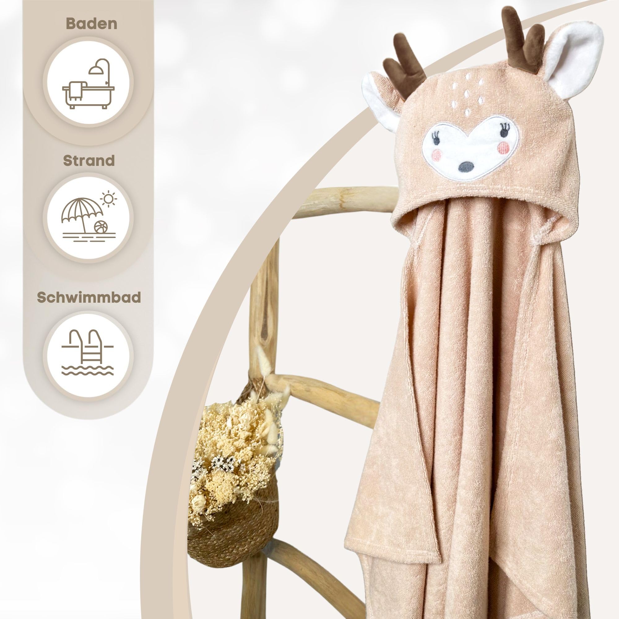 Baby Handtuch Kapuze aus 100% Bio-Baumwolle – Baby Badetuch mit kapuze superweich – Ideal als Badeponcho und Bademantel für Jungen und Mädchen 0-4 Jahre – Geschenk zur Geburt Mädchen & Junge