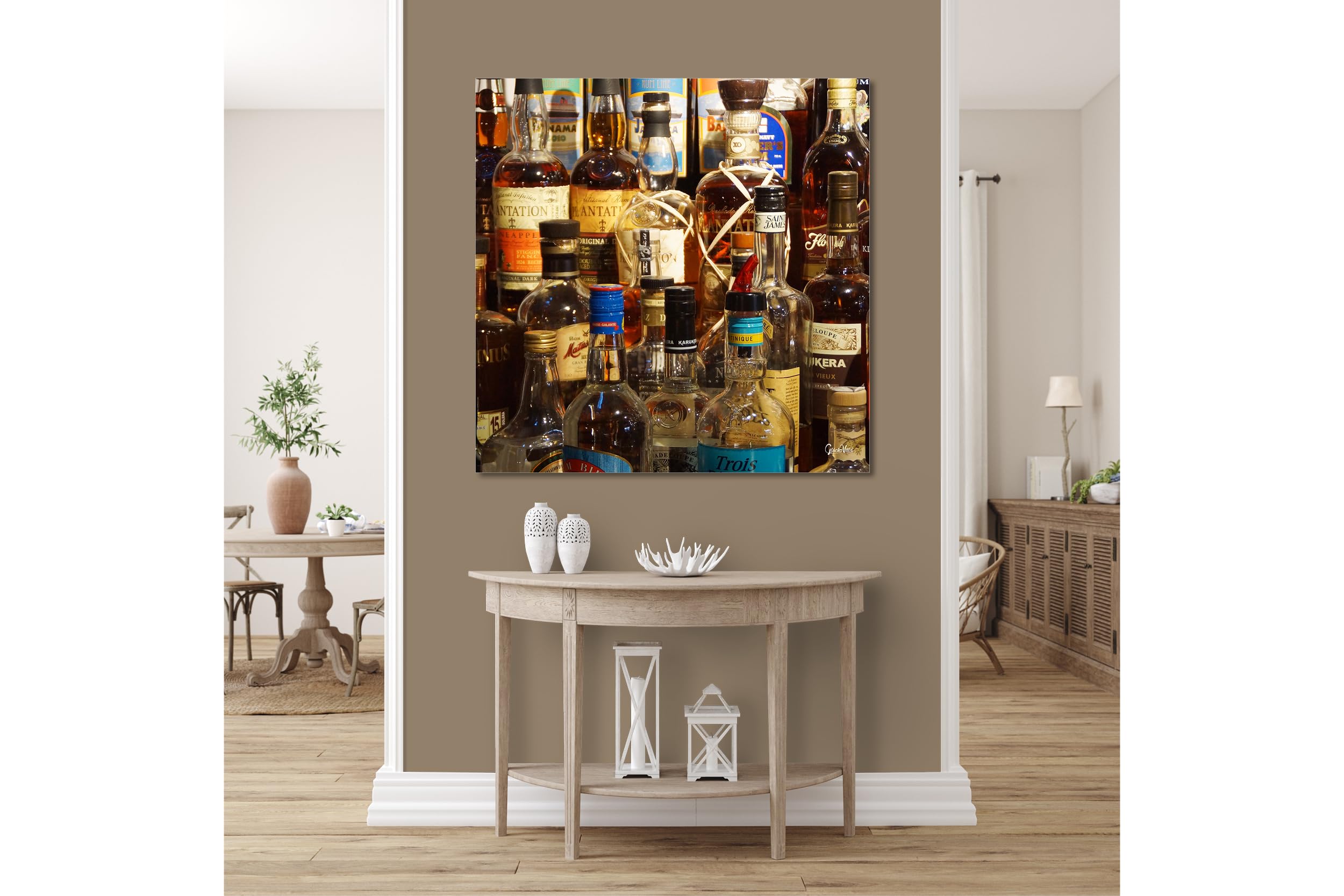 Glücksvilla - Drinks 4 - (Leinwand-Bild 2 cm, 150 x 150 cm) | div. Maße - aus DE - Kunstdruck XXL Deko Wandbild Quadrat - Getränke Bar Alkohol Restaurant