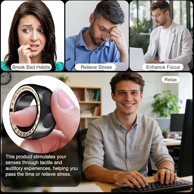 Foto 6 de 7 de 7JI Anillo Antiestrés Fidget Slider, Deslizador Metálico con imán