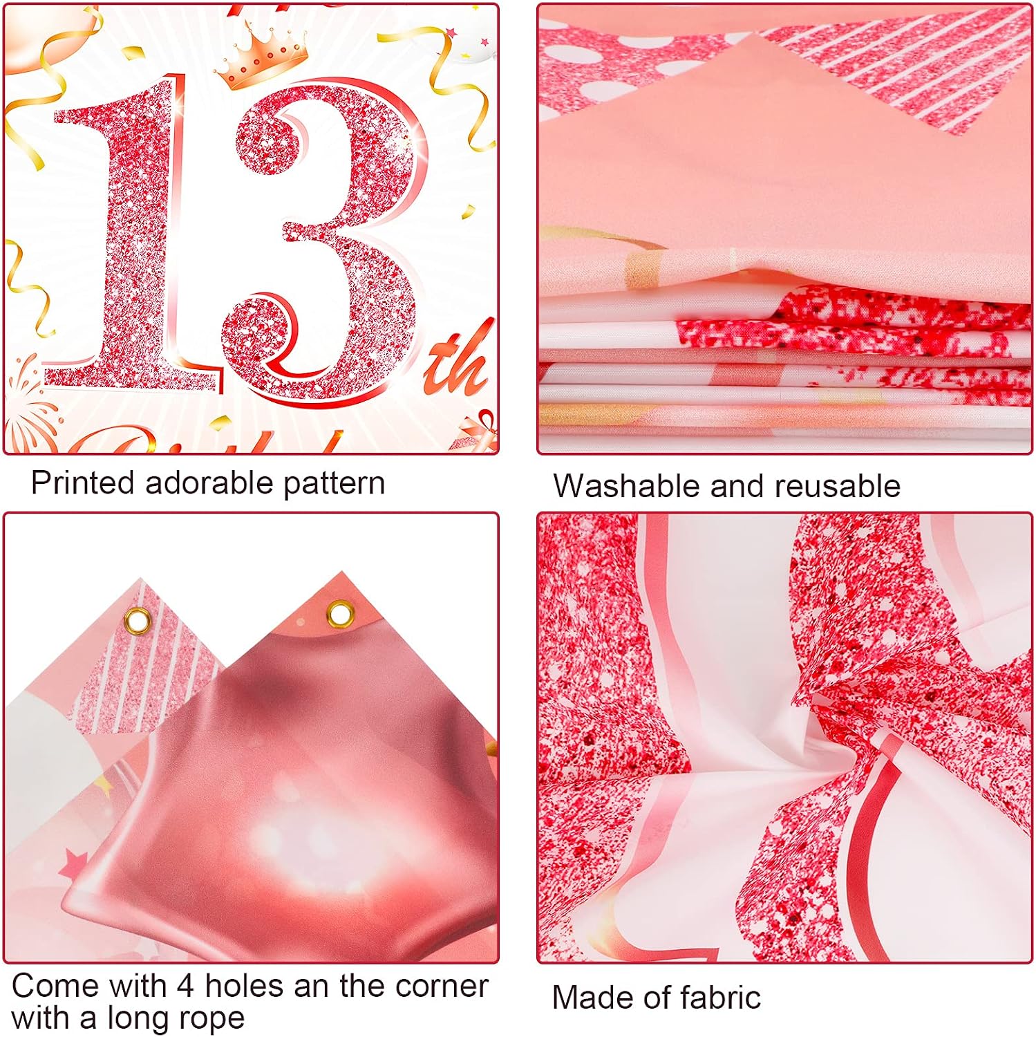 DPKOW Rose Gold 13th Birthday Party Decoration Girl - Image 4