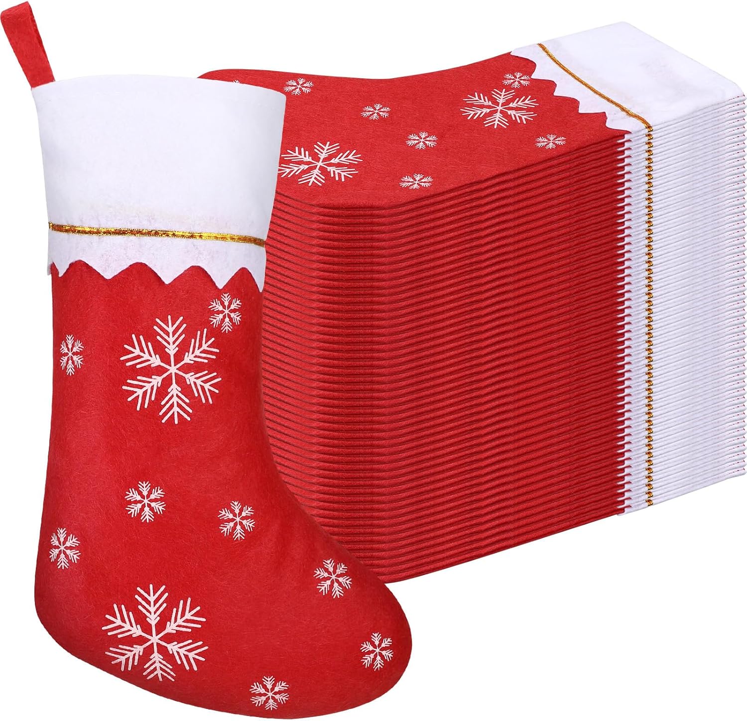 Zubebe 36 Pcs 15 Inch Felt Christmas Stockings Stockings Xmas Decoration Stockings Rustic Christmas Santa Stockings for Christmas Party Favors Home Decor (Snowflake)