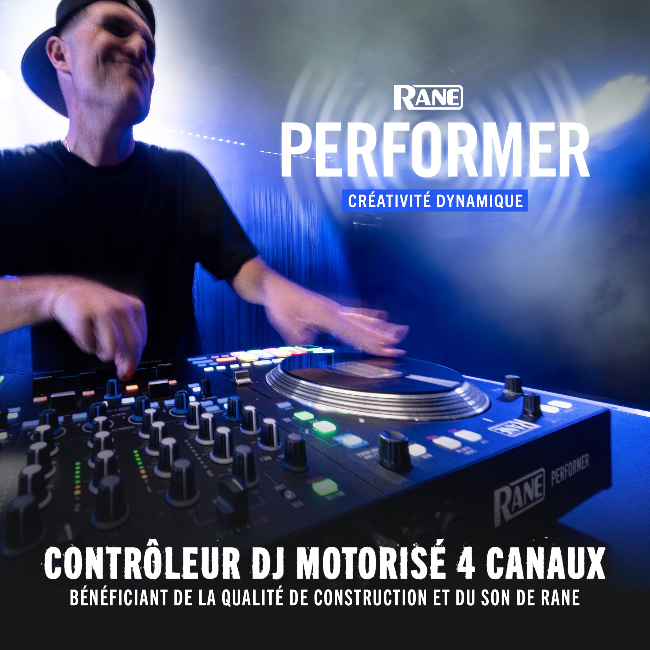 RANE PERFORMER Contrоleur DJ Motorisé Quatre Canaux - Plateaux 7" à Ecrans, Faders Precision Feel, Stem Split, Effets Complexes, Serato DJ Pro