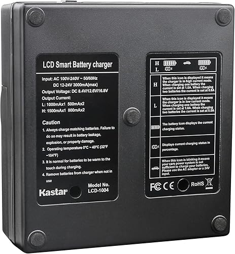 Miniatura 3 de Kastar Paquete de 4 baterías SSL-JVC70 y AC LCD cargador rápido dual compatible con JVC GY-HM200U, GY-HM200HW, GY-HM200SP, GY-HM200SP Sports,