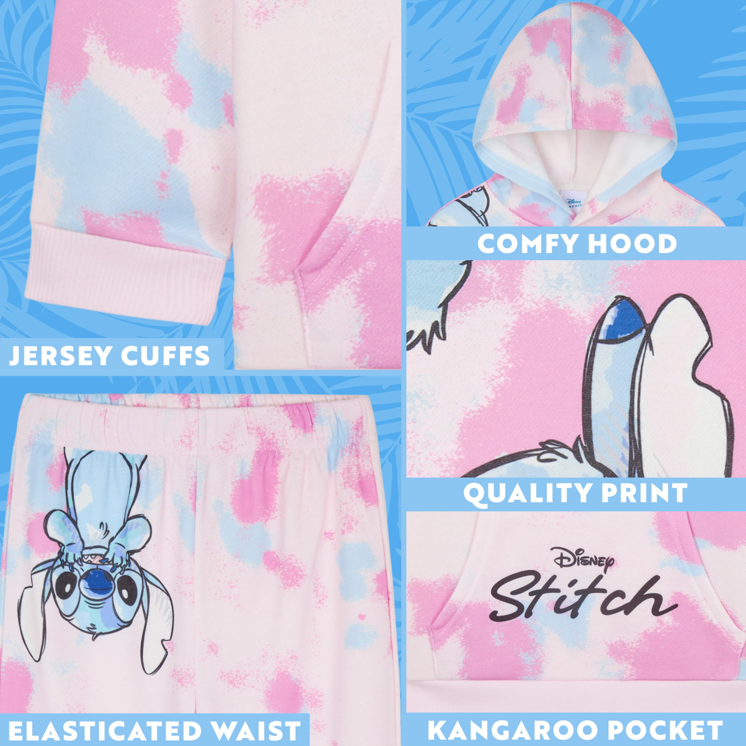 Disney Stitch Survêtement Fille Ensemble Enfant 2 Pièces Hoodie Pantalon Jogging Vêtements Fille Ado Tie-Dye Sport Idée Cadeau