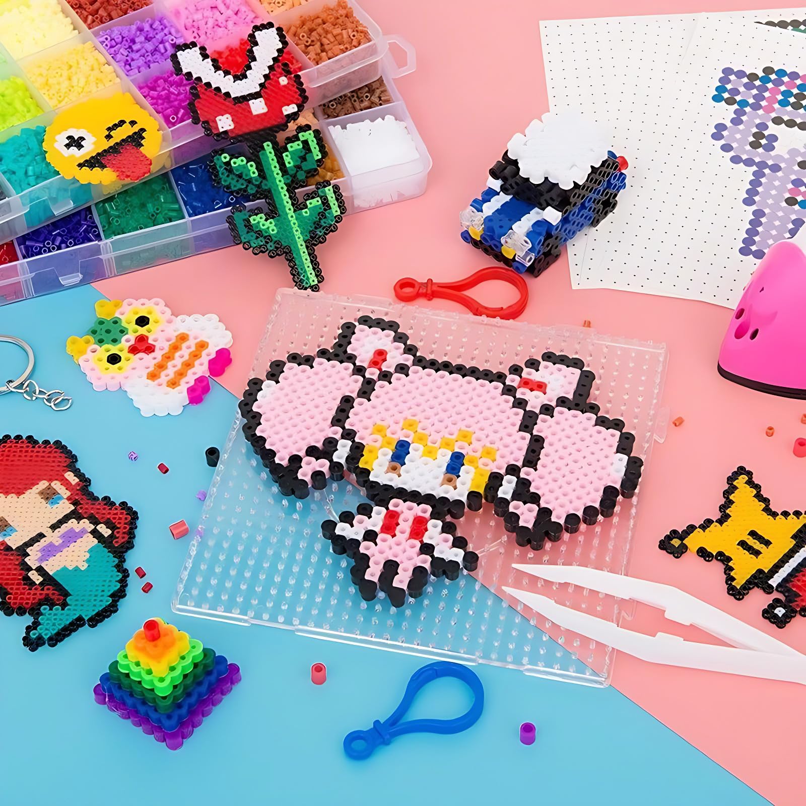 14 perline da stirare, piastre da 5 mm, piastra quadrata, 15 x 15 cm, perline da stirare, piastre trasparenti, per modelli puzzle