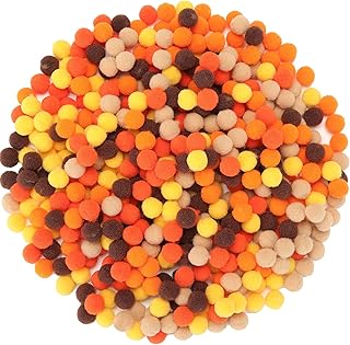 2000 Pieces Pom Poms 1 cm Assorted Pompoms and Crafts Fuzzy Balls for DIY Arts and Craft Making Decorations (Orange Series)
