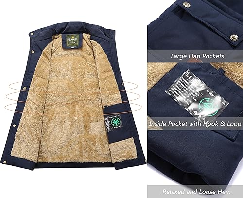 Miniatura 3 de VtuAOL Men's Outerwear Vest for Men Winter Puffer Vests Fleece Lined Outdoor Warm Sleeveless Jackets