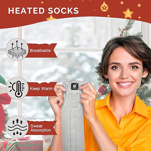 Miniatura 4 de SAVIOR HEAT 2022 - Calcetines térmicos para hombres y mujeres, con batería recargable eléctrica, gruesos, largos, para invierno, clima frío, caza,