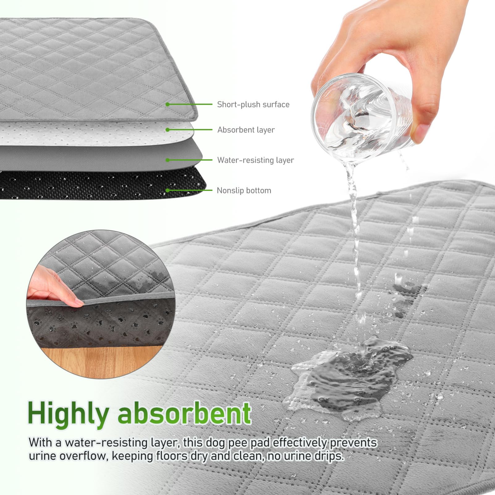 Didiseaon 2pcs Puppy Pads, Reusable Dog Training Pads Washable Dog Pee Pad Quick Drying Mats for Pet Indoor Outdoor, Travel, Car, Home - Image 3