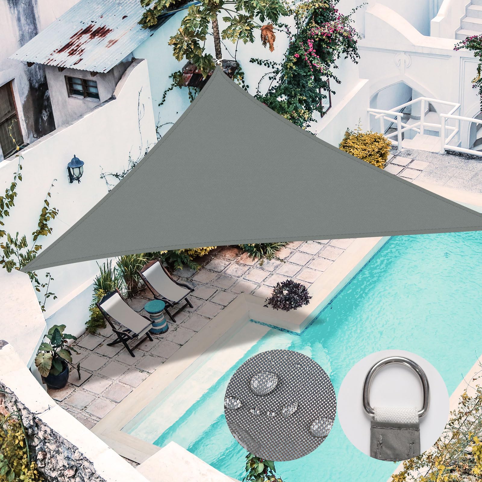 RICHIE Sun Shade Sail Rectangle 2m x 4m Waterproof, 98% UV Block Awnings for Patios with Free Rope, Sunscreen Awning Canopy, Rectangular Garden Shelter for Outdoor Garden Patio Yard Lawn Party, Beige — view 23