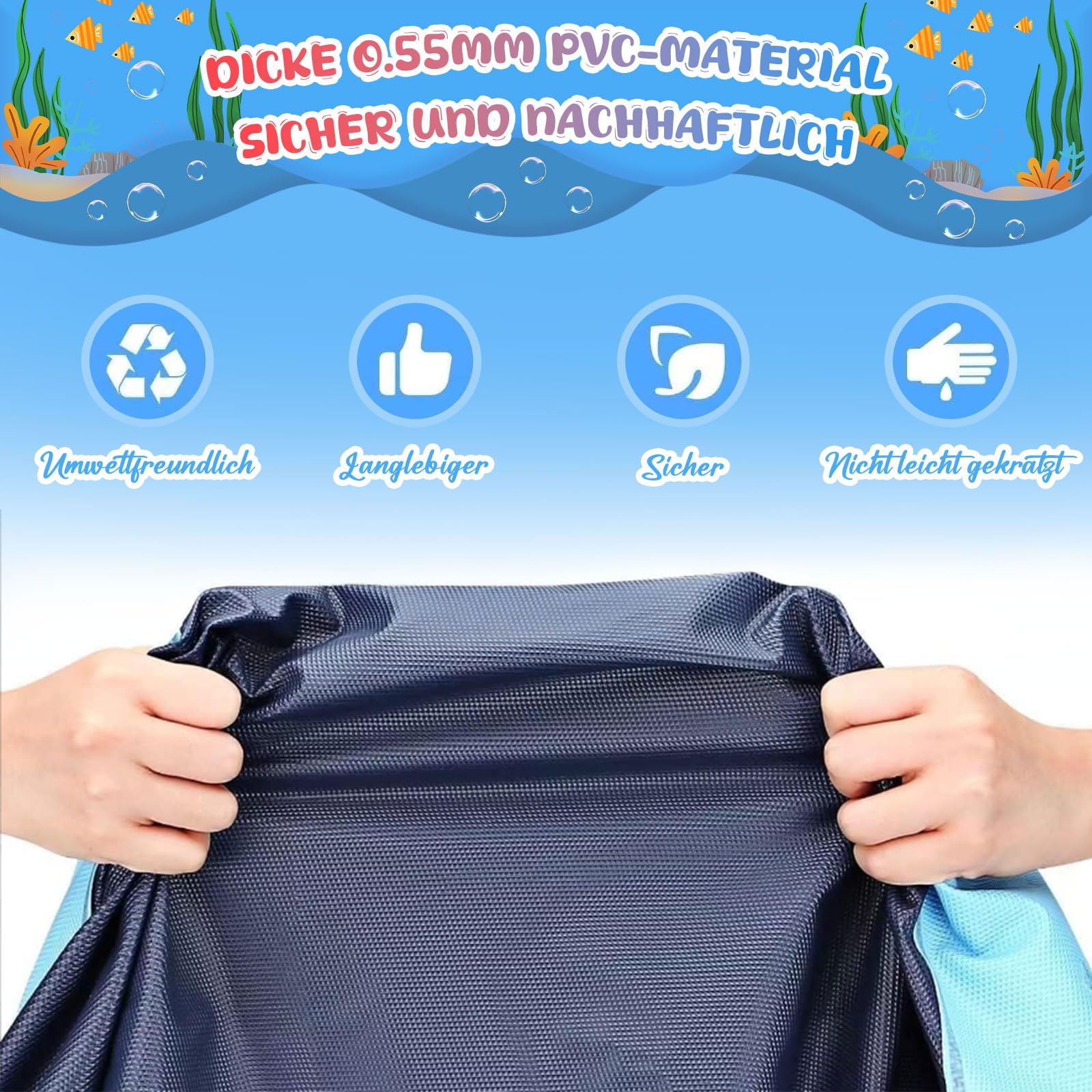 Splash Pad Hund Wasserspielzeug mit Antirutschfunktion, 200cm Runde Wasserspielmatte Outdoor Wassermatte Wassersprinkler Sommer Gartenspiel Ausschließlich für Hunde und Haustiere