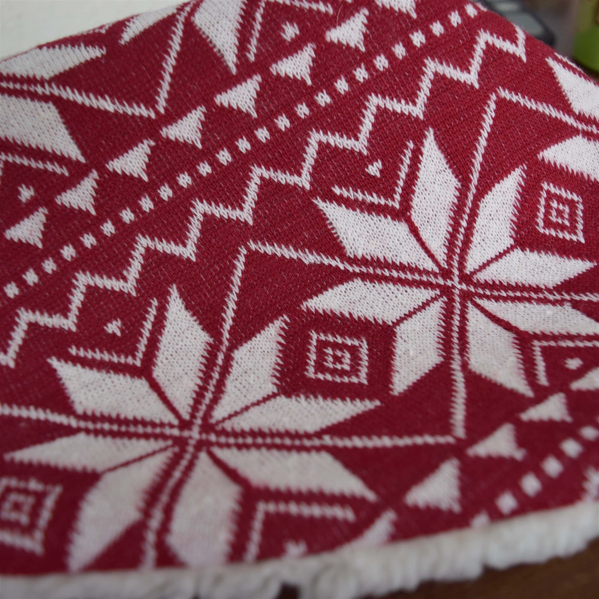 5 stücke Weihnachtsstrumpf Weihnachtsbaum Ornamente Rote gestrickte Schneeflocke Luxus Dekoration Anhänger Geschenk Tasche Socken