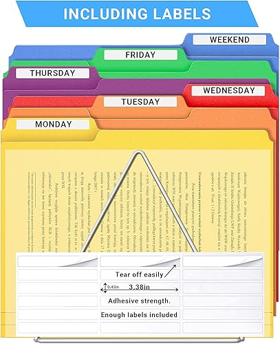 Miniatura 6 de Carpetas de archivos de plástico Manila, paquete de 24 unidades, pestañas borrables de corte 13, carpeta de archivos de alta resistencia, archivador