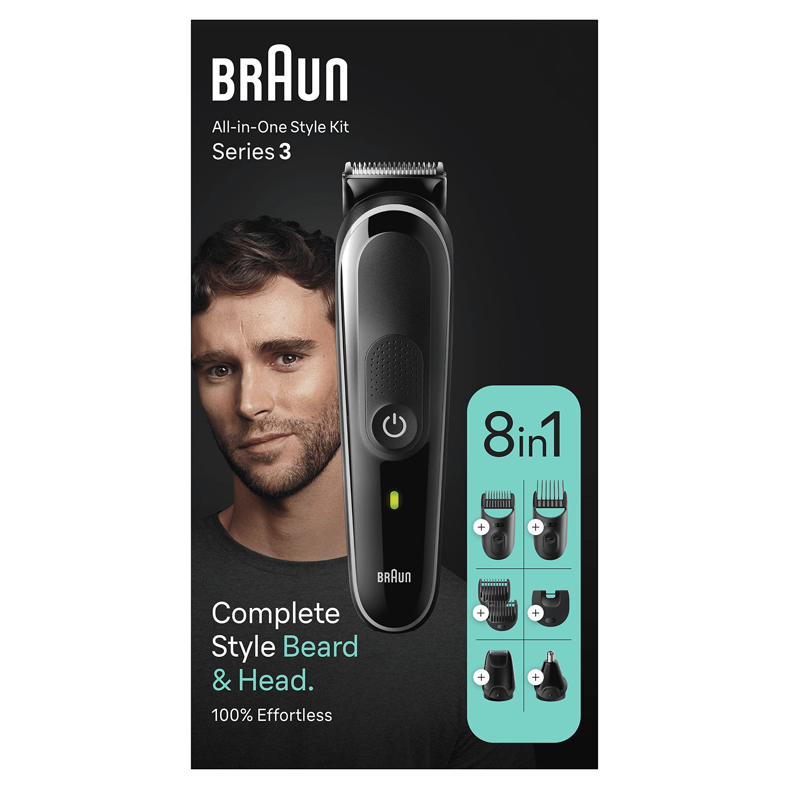 Braun Tondeuse Tout-En-Un Series 3 MGK3440, 8-En-1, Kit Pour Barbe, Cheveux & Et Autres Zones