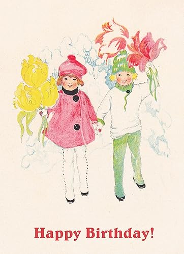 Miniatura 10 de Pixiluv Tarjeta de felicitación de feliz cumpleaños  Regando las flores adorables niños jardinería  Deseos de cumpleaños Vintage Tarjeta de