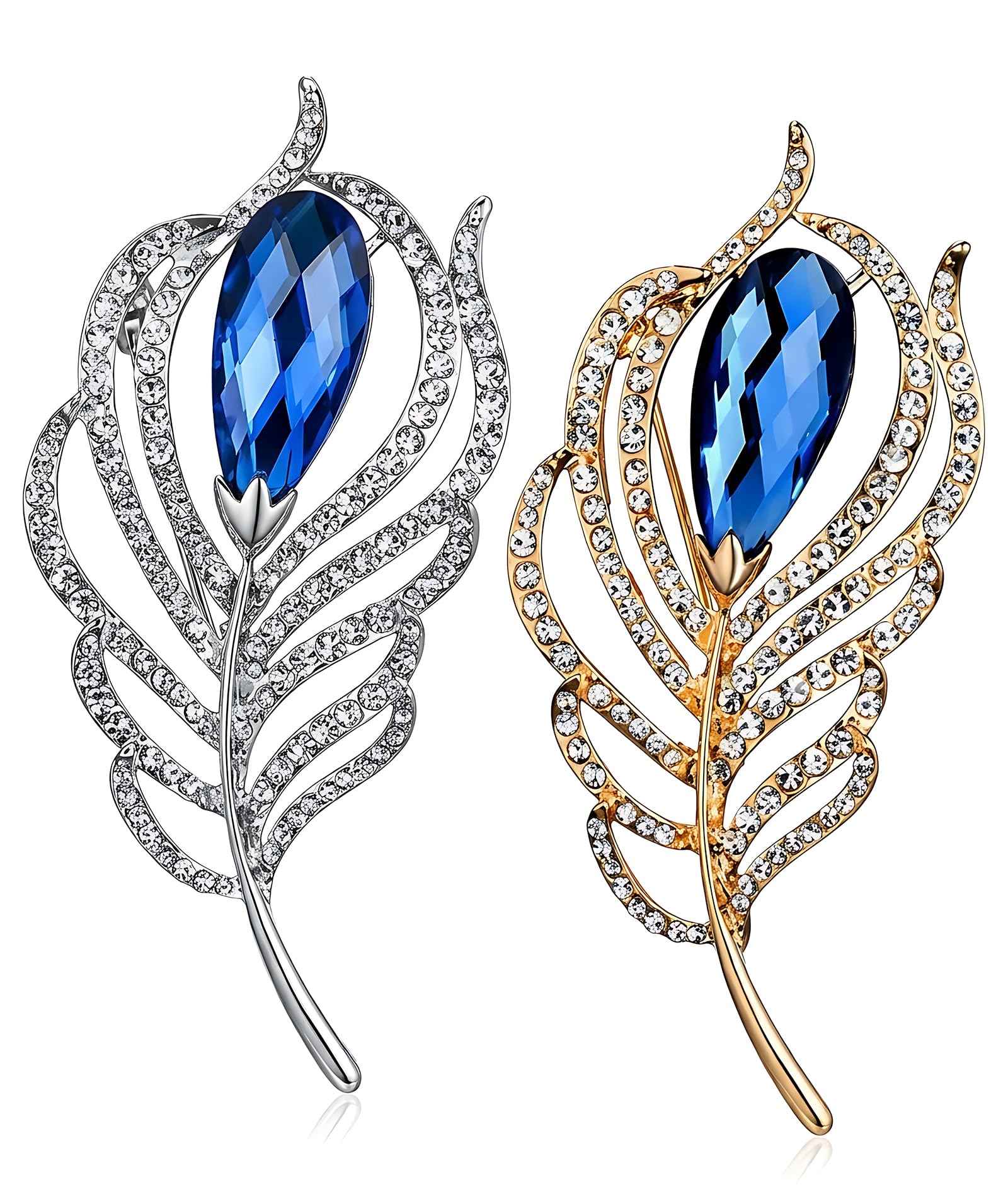 2PCS Silver Brooch for Men, Brooch for Men Royal, Elegant Peacock Feather Design for Festive Celebrations and Formal Gatherings, Traditional Saree Styling with Modern Fashion Accessorizing, Dual Color Set in Silver and Gold-image-9