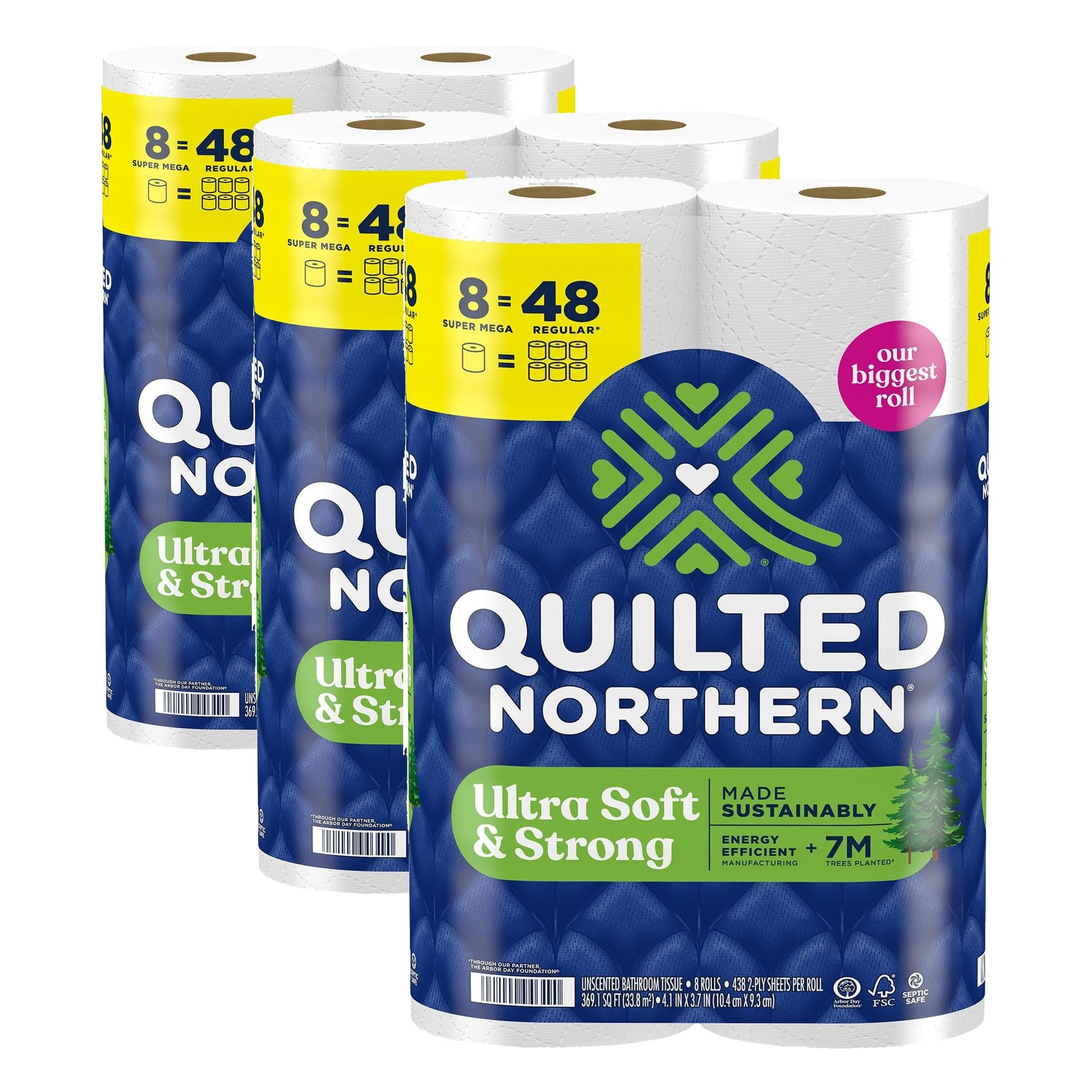 Quilted Northern Ultra Soft & Strong Toilet Paper | 8 Super Mega Rolls (Pack of 3) | 5X Stronger - main product image