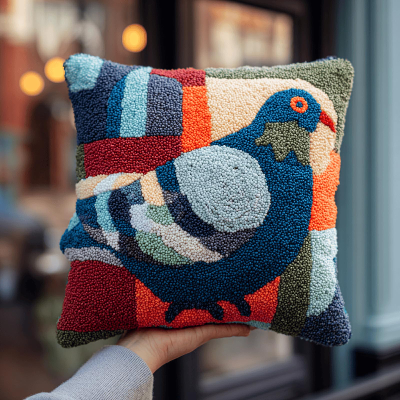 kitphoenix DIY Latch Hook Cushion Kit for Adults Pigeon