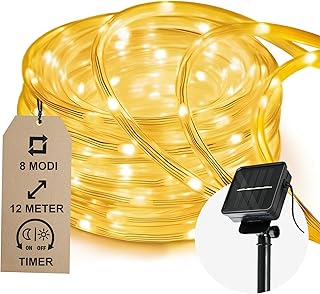 CozyHome Lichterschlauch aussen 200 LED - 8 Modi & Timer - 12m mit Solar Solarbetrieben Warmweiß I Lichtschlauch außen Schlauchlichterkette für outdoor 10m Leuchtschlauch Lichterkette Lichtschläuche