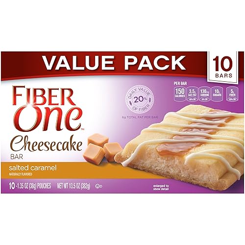 Vista 111 de Fiber One Barras de proteínas masticables, nueces de caramelo, bocadillos de proteínas, 1.17 onzas, 5