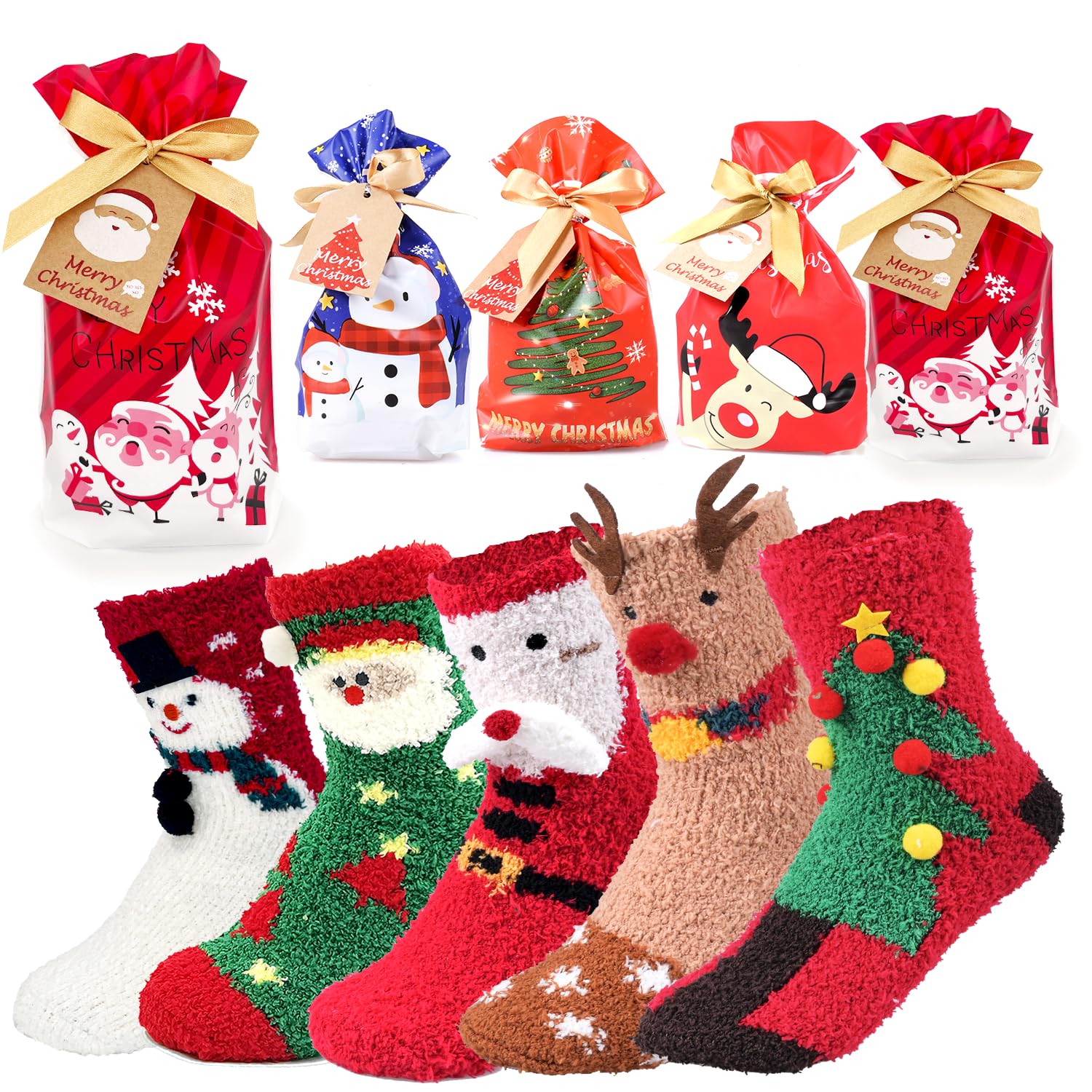 iZoeL Calzini Donna Invernali 5 Paia Calzini Natalizi Calzini Termici Calzini Natale Calzini Caldi Calzini Divertenti Calzini Fantasia - Regalo di Natale Capodanno per Adulti Donne Ragazzo Ragazza
