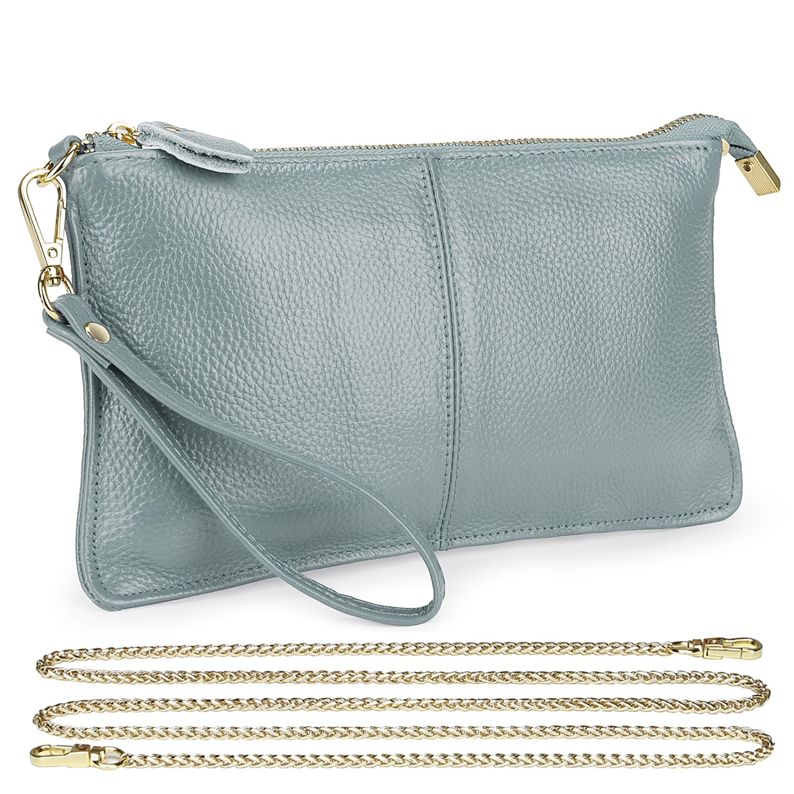 Uromee Genuine Leather Wristlet Wallet Clutch Purses with Detachable Chain