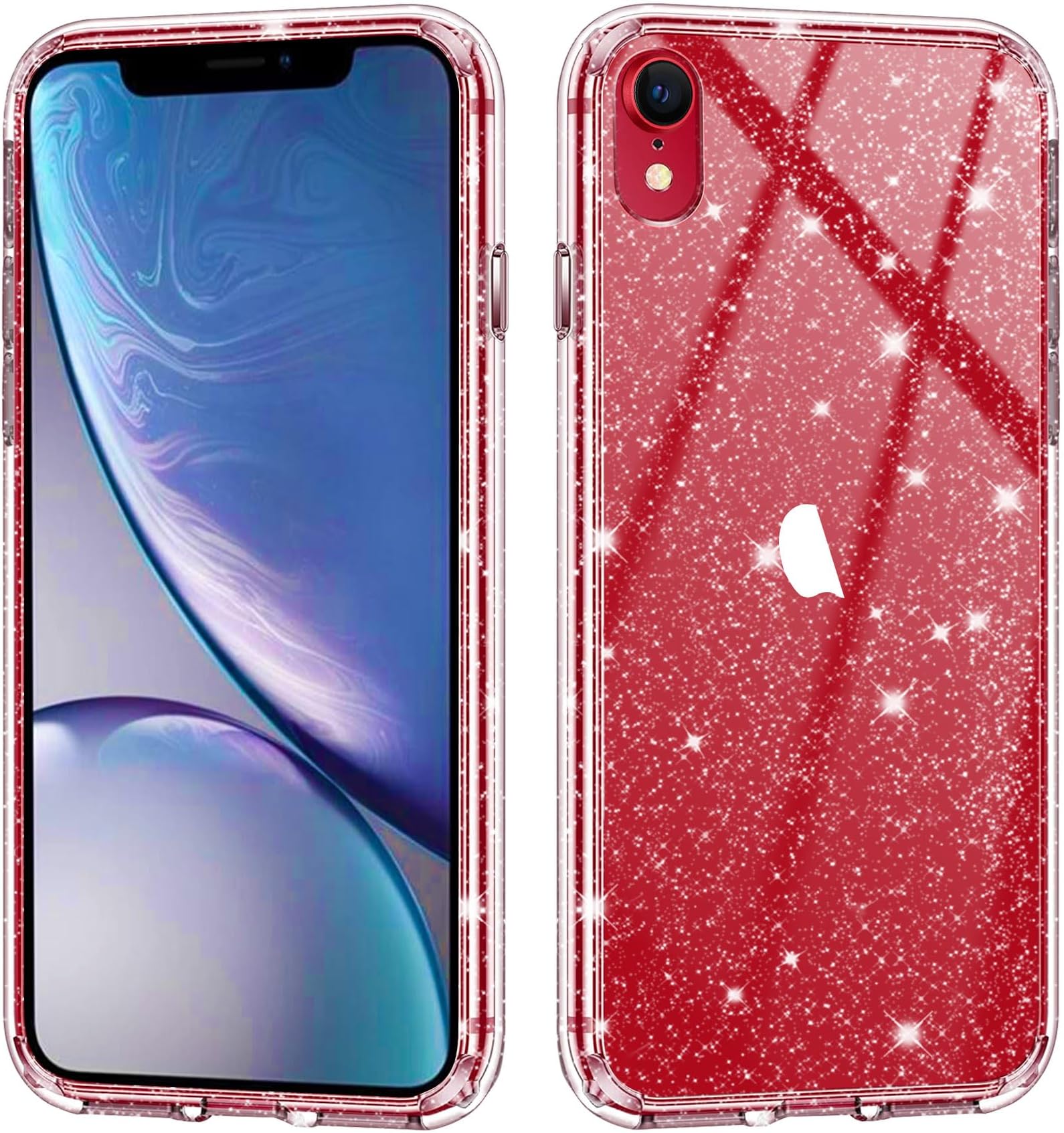 JJGoo Compatible With IPhone 16 Case Clear Glitter, Hard PC Back