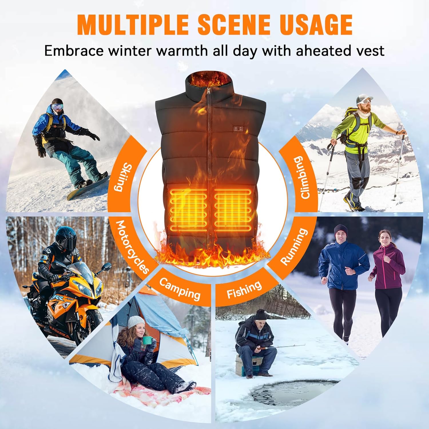 Heated Vest for Men With 16000mAh Battery, 3-Temp Dual Control, 9 Heat-Zone, Wind/Waterproof, for Skiing Hiking - Image 7